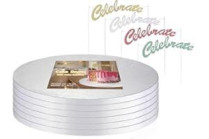 12 Inch Cake Drums-Cake Board with Banner Cake Topper Round White(6-Pack) 1/2 Inch Thick Cake Boards Sturdy, Greaseproof for Birthday Wedding Multi-Tiered Party Cake Boards by GoldenBakeryFamily