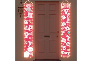 90shine 2PCS Valentines Day Decorations Lighted Banners - Valentine Door Porch Signs Heart Love Hangings Wall Decor Party Supplies(Not Batteries Included)