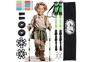 HIKER HUNGER OUTFITTERS Kids Hiking Poles by USA Brand - Lightweight Collapsible Kids Walking Stick w/Quick Adjustable Flip Locks
