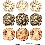 8 Pcs Small Animals Play Balls Rolling Activity Chew Toys Gnawing Treats for Rabbits Guinea Pigs Chinchilla Bunny Natural Bal