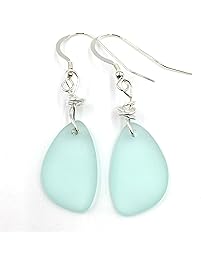 Best Selling Nautical Sea Foam GREEN Sea Glass Earrings with Charming Handmade Silver Knot on Sterling Silver Hooks, by Aimee Tresor