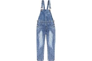 ABALACOCO Girls Kids Overalls Jeans Adjustable Strap Ripped Denim Cute Jumper Jumpsuits Pants 6-13T