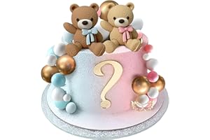 JeVenis Pink Blue Gender Reveal Cake Toppers Cake Decoration Teddy Bear Cake Decoration
