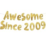 Awesome Since 2009 Gold Glitter Banner - 16th