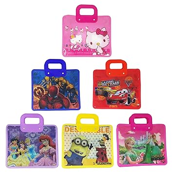 Parteet Cartoon Printed Handle Bags - Pack Of 6 Pcs For Kids