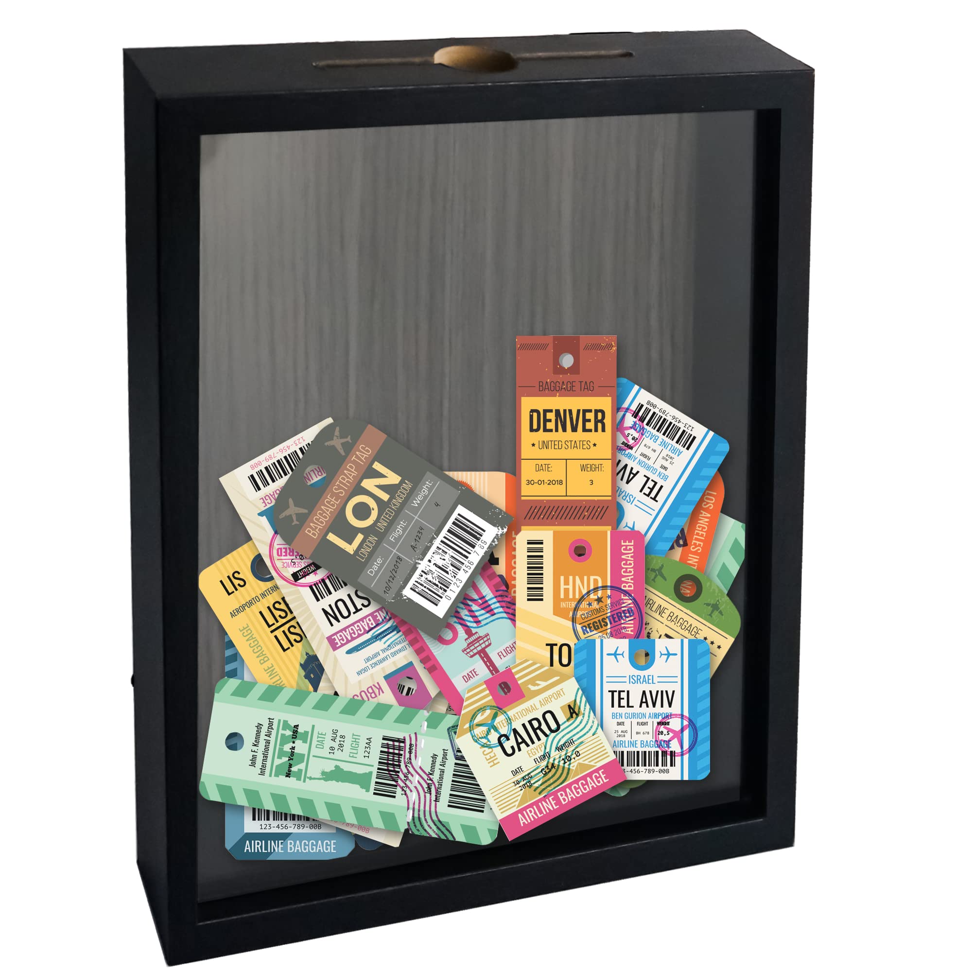 FramePro Ticket Stub Shadow Box Frame with Slot Wine Cork Case Black 8x10 Display Memory and Keepsake Deep Picture Frame