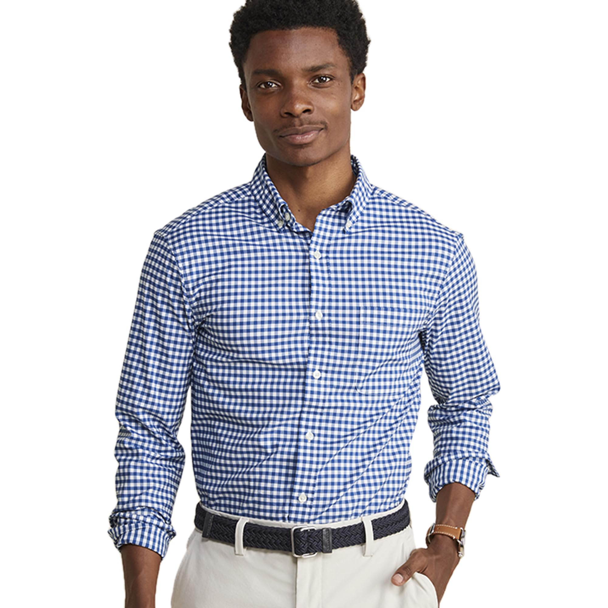 vineyard vines On-The-Go brrr Gingham Shirt, Blue Bay, X-Small