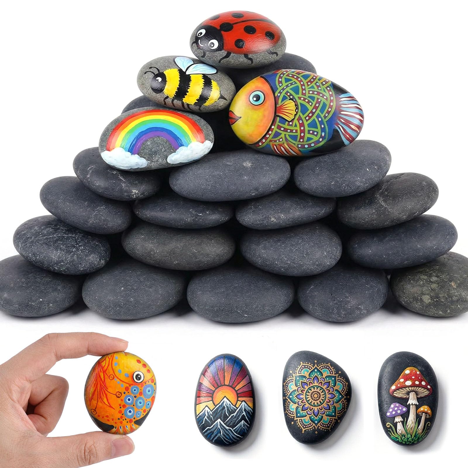 VGOODALL 20PCS Painting Rocks, pebbles for Painting Craft School Kindness Project Decorations Stones