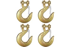 ZIQI 4 Pack Clevis Slip Hook 3/8 Inch Forged Steel G70 Safety Chain Hook with Safety Latch, Heavy Duty Grab Hook for Tow Winch Trailer, Rigging, Truck, 18000 Lb Capacity