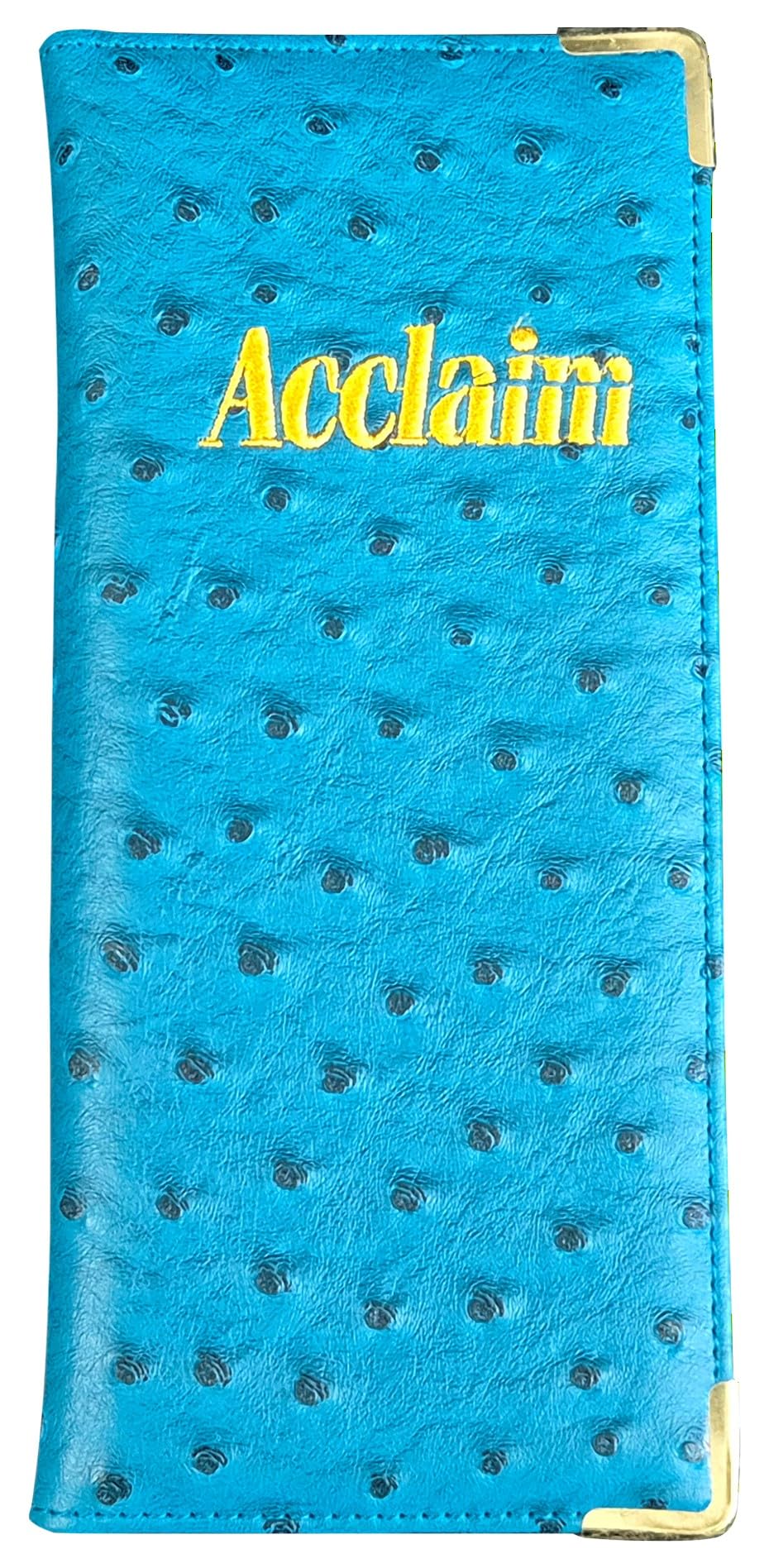 Acclaim Rigid Lawn Bowls Bowling Scorecard Holder Lightly Padded Synthetic Leather Look Textured Finish 23 cm x 10 cm with Spring Clip & Pen Loop (Teal)