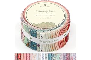 Tinyspool & Co. Jelly Roll Fabric Strips for Quilting, Crafting, and Sewing, 40 Strip Assorted Bundle, Soft Cotton for Blanke