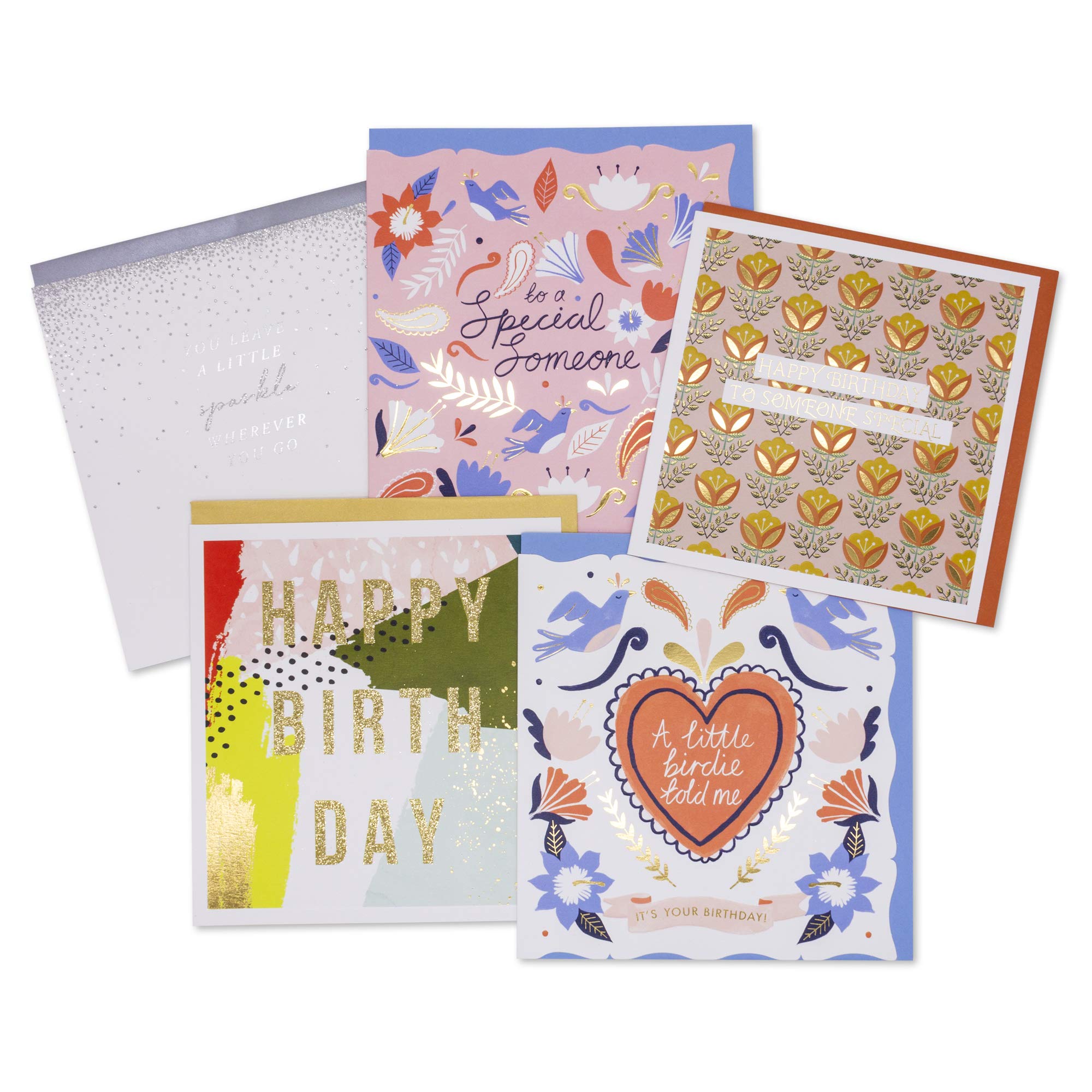 Tall Boy Set of 5 Award Winning Birthday Cards for Her and Him with Specially Designed Envelopes | Happy Birthday Card with Embossed or Foil Finish | Assorted Greeting Cards Multipack | Made in UK, mixed, 5035268426397