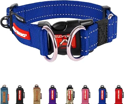 EzyDog Double Up Dog Collar Reflective Nylon Large Blue