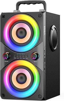 Altoparlante Bluetooth portatile da 100 W, con subwoofer e luce LED, potente boombox con bassi potenti, cassa in legno e TWS per feste all'aperto