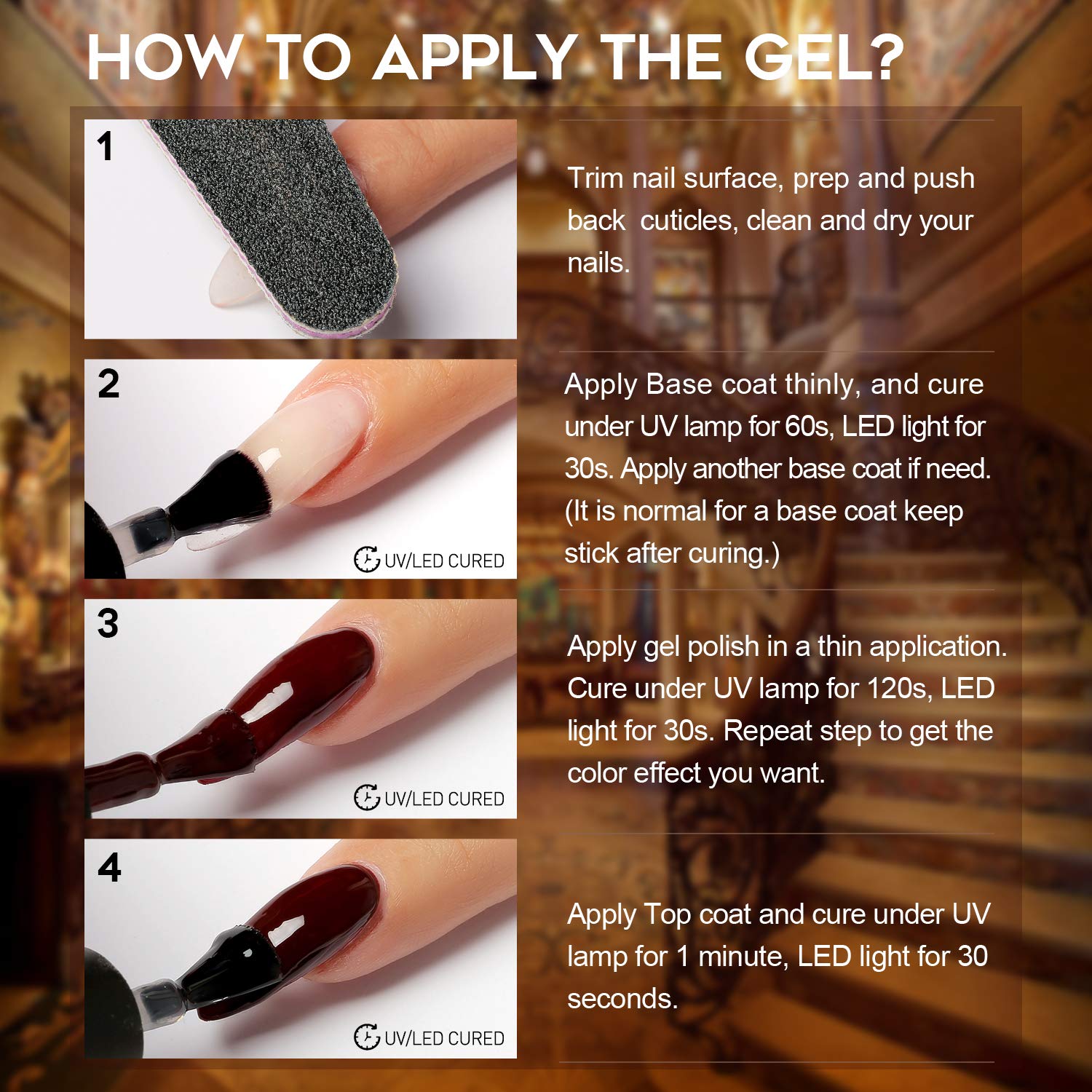 Gel Nail Polish, White Nude Glitter Gold Silver Burgundy Brown Gel Polish, 6 PCS 10ML Nail Polish, Gel Top Coat Base Coat LED Nail Lamp Needed, Gel Nail Kit Manicure Set Home Use with Gift Box : Beauty