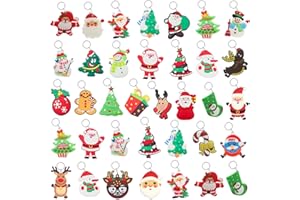 VERYRICH 36pcs Cute Keychains for Christmas Party Favors, Bulk Keychains for Classroom Prizes, Birthday Carnival New Year Party Favors Gift, kids keychains Backpacks, Key Chains Goodie Bag Stuffers Supplies
