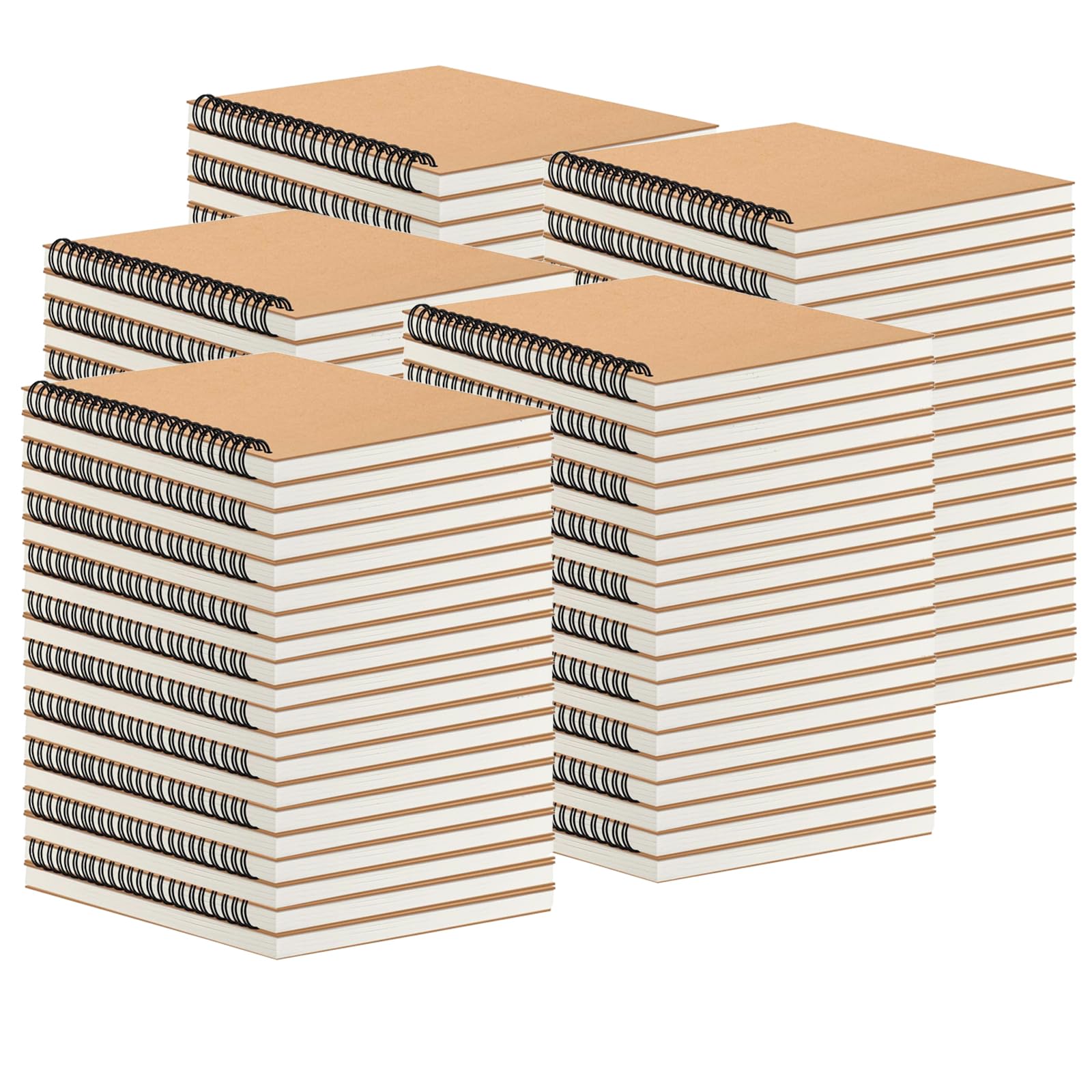 Photo 1 of 100 Pack A5 Spiral Notebooks Journal Bulk with Kraft Cover, 5x8 Inches, 100 Pages/ 50 Sheets?Ruled Lined Paper, for Work, Sketches, Study, Notes Taking, Gifts, Brown