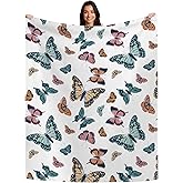 Butterfly - Themed Soft Flannel Blanket Lightweight Decor for Home, Great Gift for All Seasons for Women, Girls, and Lovers of Butterflies (50"x60")