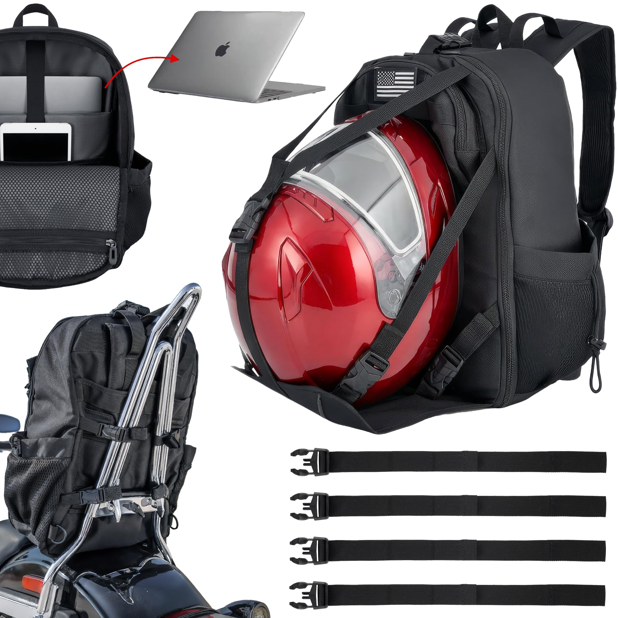 Photo 1 of Nomad Motorcycle Backpack Fits Helmet, Bike Sissy Bar Backpack Lightweight Military Molle Tactical Back Pack Men/Women, Laptop Rucksack, Water Resistant Assault Pack Travel, Camping, Hiking Back Pack