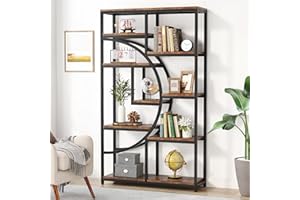 Tribesigns Bookshelf Industrial 5 Tier Etagere Bookcase, Freestanding Tall Bookshelves Display Shelf Storage Organizer with 9-Open Storage Shelf for Living Room, Bedroom