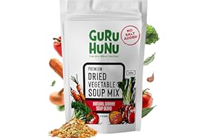 GURU HUNU Dehydrated Vegetables, Premium Soup Mix, Dried Vegetables For Soup, Dehydrated Freeze Dried Bulk Dehydrated Veggie Blend For Ramen Emergency and Camp Food Supply No Salt (12oz)