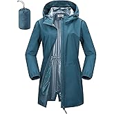 Outdoor Ventures Women's Waterproof Long Rain Coats Packable Lightweight Rain Jacket With Hood Windproof Trench Coats