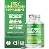 MEGNETA Chlorophyll Pills, Body Deodorizing Supplement, 60 Capsules | 250 mg Chlorophyllin, 300 mg Parsley &amp; 100 mg Peppermint For Fresh Breath, Gut Health &amp; Skin Support