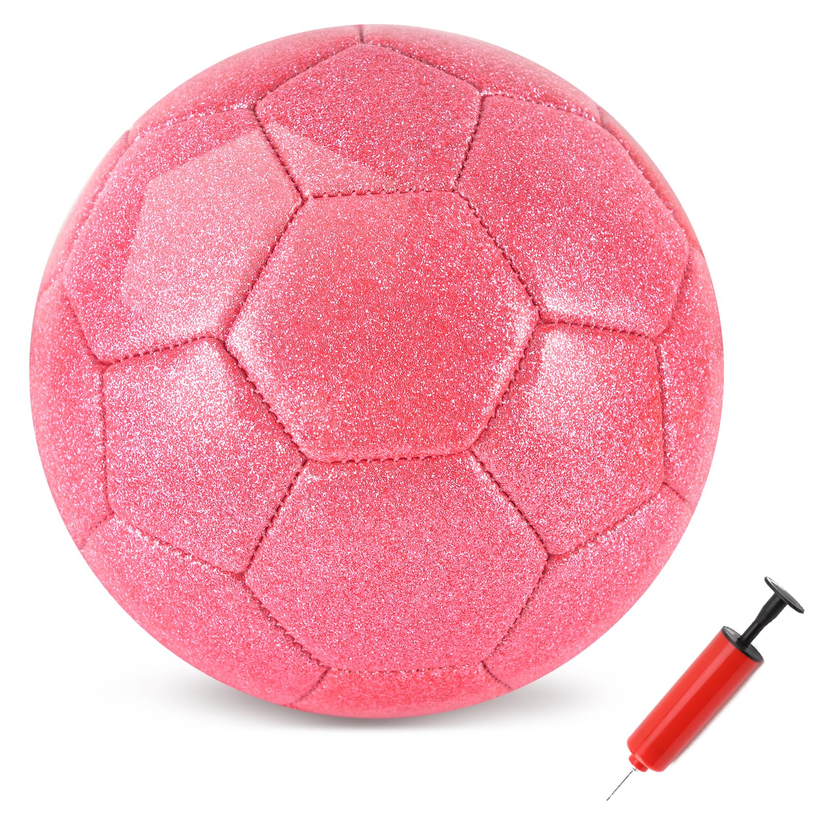 Photo 1 of DLUGOPIS Size 4 Pink Glitter Soccer Ball with Air Pump Sets Toddler Soccer Ball Multiple Size for Kids Aged 4-8 8-12 Boys Girls Youth Gifts Outdoor