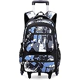 NIWEIYA Rolling Backpack for Boys School Backpack with Wheels for Boys Wheeled Bookbags Trolley School Bags for Teens Girls, 6 Wheels