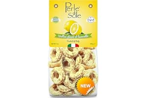 Perle di Sole Tarallini Cookies from Italy - Sweet Limoncello Glazed Italian Snacks - Artisanal Taralli Biscuit-Snack - Traditional Italian Tarallini, Great for Gifting or Coffee Breaks (7.05 oz Bag)