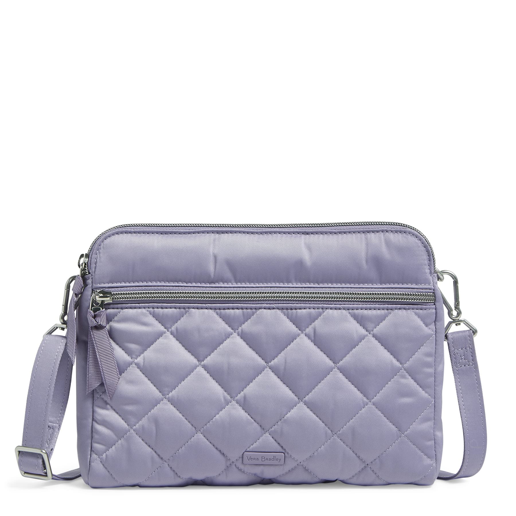Vera Bradley Women’s Performance Twill Triple Compartment Crossbody Purse, Lavender Sky, One Size