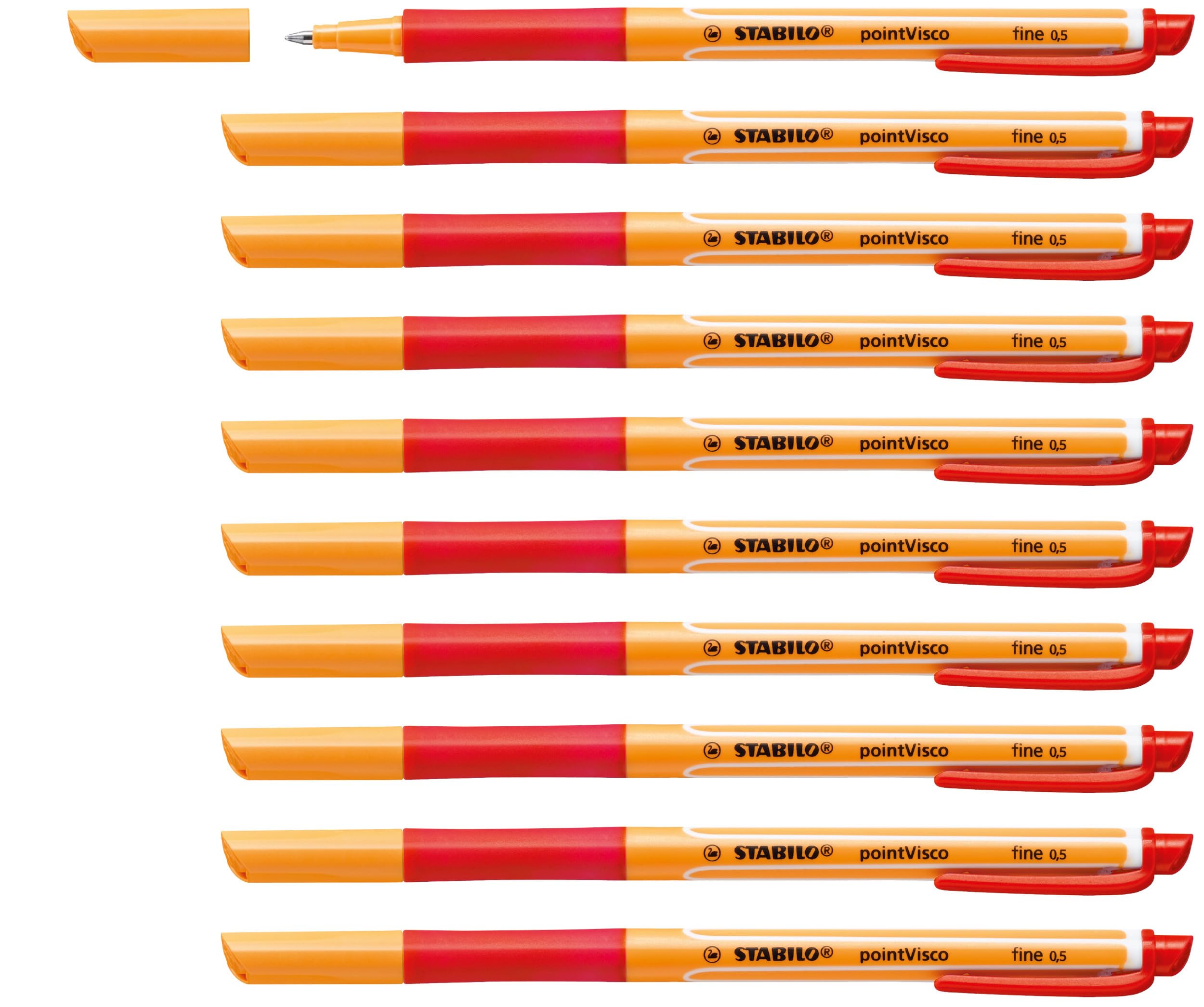 STABILO Gel Rollerball pointVisco Box of 10 Red