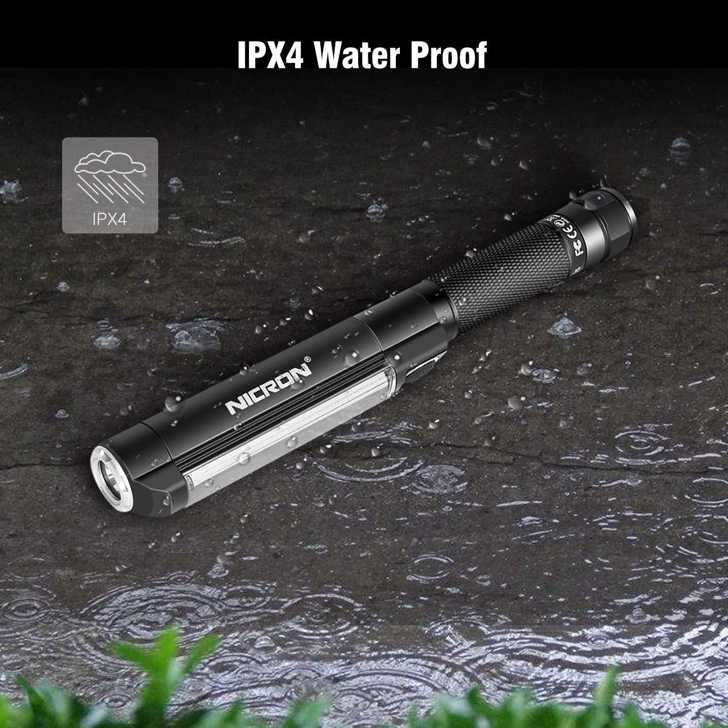 NICRON Worklight Flashlight Pocket COB Magnetic Base Work Light, 500 Lumens Inspection Pen Light 5 Modes LED Flood Beam WL15 Handheld Led Flashlight 3*AAA for Car Repair, Household and Outdoor Use