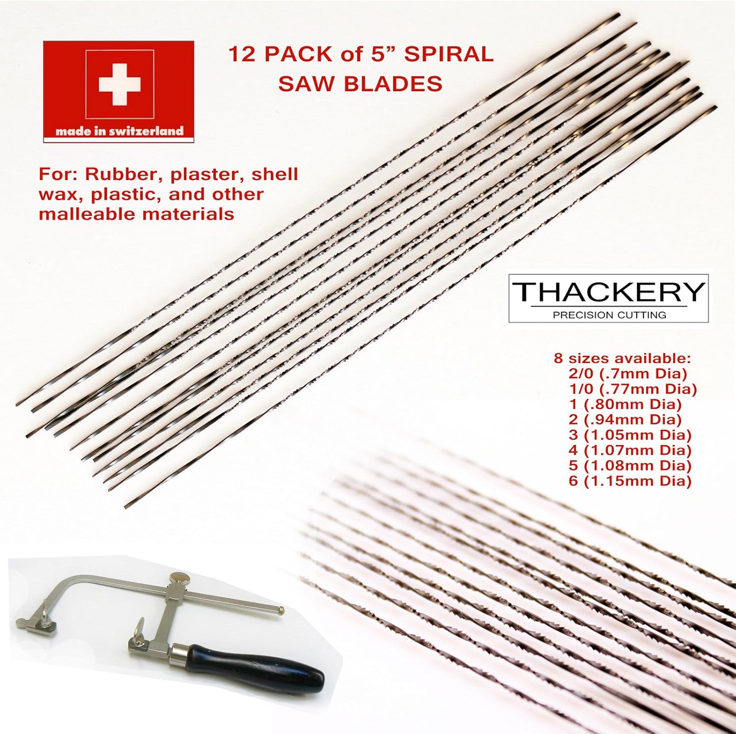 12 Spiral Saw Blades Highest Quality, Made in Switzerland