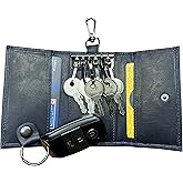RUSTIC TOWN Leather Key Holder - Smart Fob Car Key Loop Wallet Slim Keychain Pouch - Practical Key Organizer for Men & Women