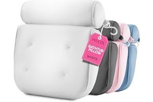 PEULEX Comfort Bath Pillow for Tub, Bath Pillow for Neck Back Support with Strong Suction Cups & Hook, Soft Bath Pillow for Luxury Bath, Hot Tub Bathtub Pillow Made with Soft Mesh, Great Gift for Wife