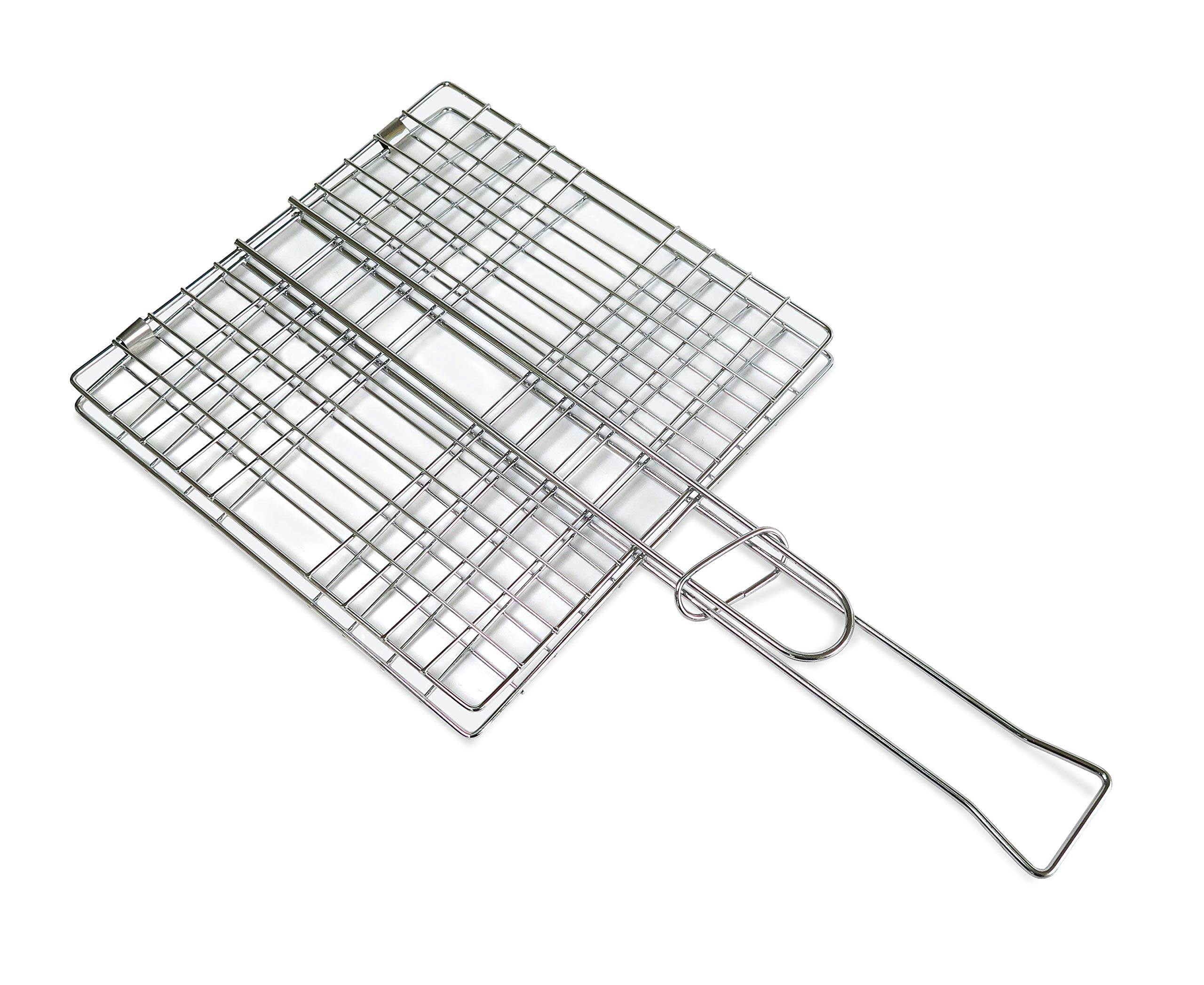 Tredoni 20cm BBQ Turn-Over Grill Net Clamp - Reversible Liver/Fish Barbecue Grid Holder, Stainless Steel