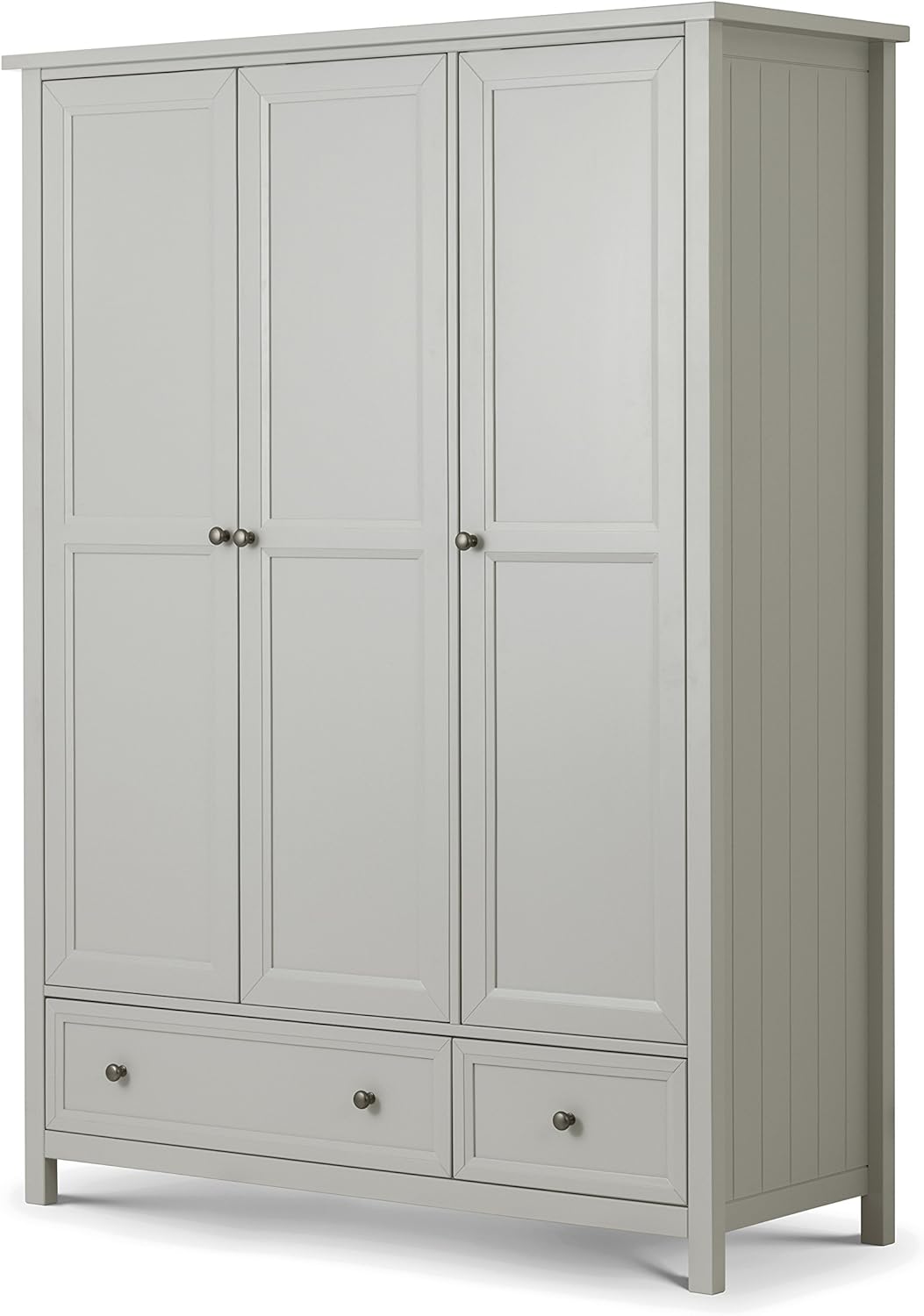 Julian Bowen Maine 3 Door Combination Wardrobe, Dove Grey BigaMart