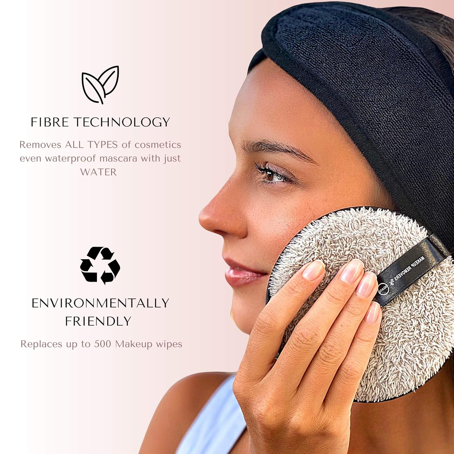 Reusable Makeup Remover Pads & Cloths For Face & Eyes By Ogato - Just Use Water - Washable - EXTRA Large Double-sided Set - Eco-friendly, Suits All Skin Types, FREE Laundry Bag & Makeup Headband : Beauty