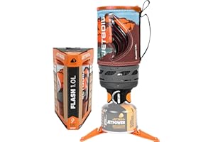 Jetboil Flash 1.0L Portable Fast Boil Stove for Camping and Backpacking with 1-Step Auto Ignition, New for 2025, Propane/Isob