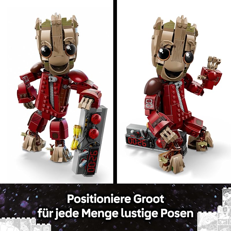 | Groot im Ravager-Outfit - Superhelden Spielzeug mit baubarer Figur für Rollenspiele - Kinder Konstruktionsspielzeug - Kreatives Geschenk für Jungen ab 10 Jahren, Mädchen und Filmfans - 76341