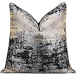 1pc Hvatixos polyester decorative throw pillow cover modern abstract design black silver gold distressed pattern single-sided high-precision jacquard process with zipper 18 x 18 inches(no pillow core)