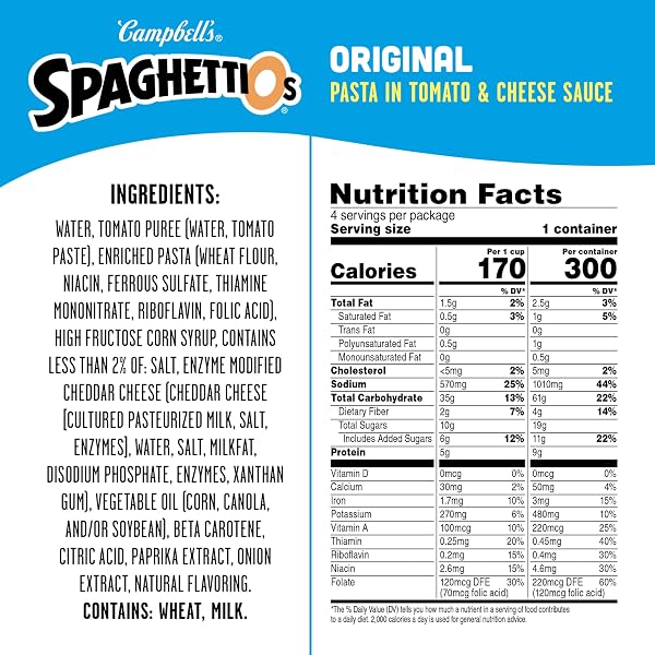 SPAGHETTIOS ORIGINAL CANNED PASTA, 15.8 OZ CAN (PACK OF 4)