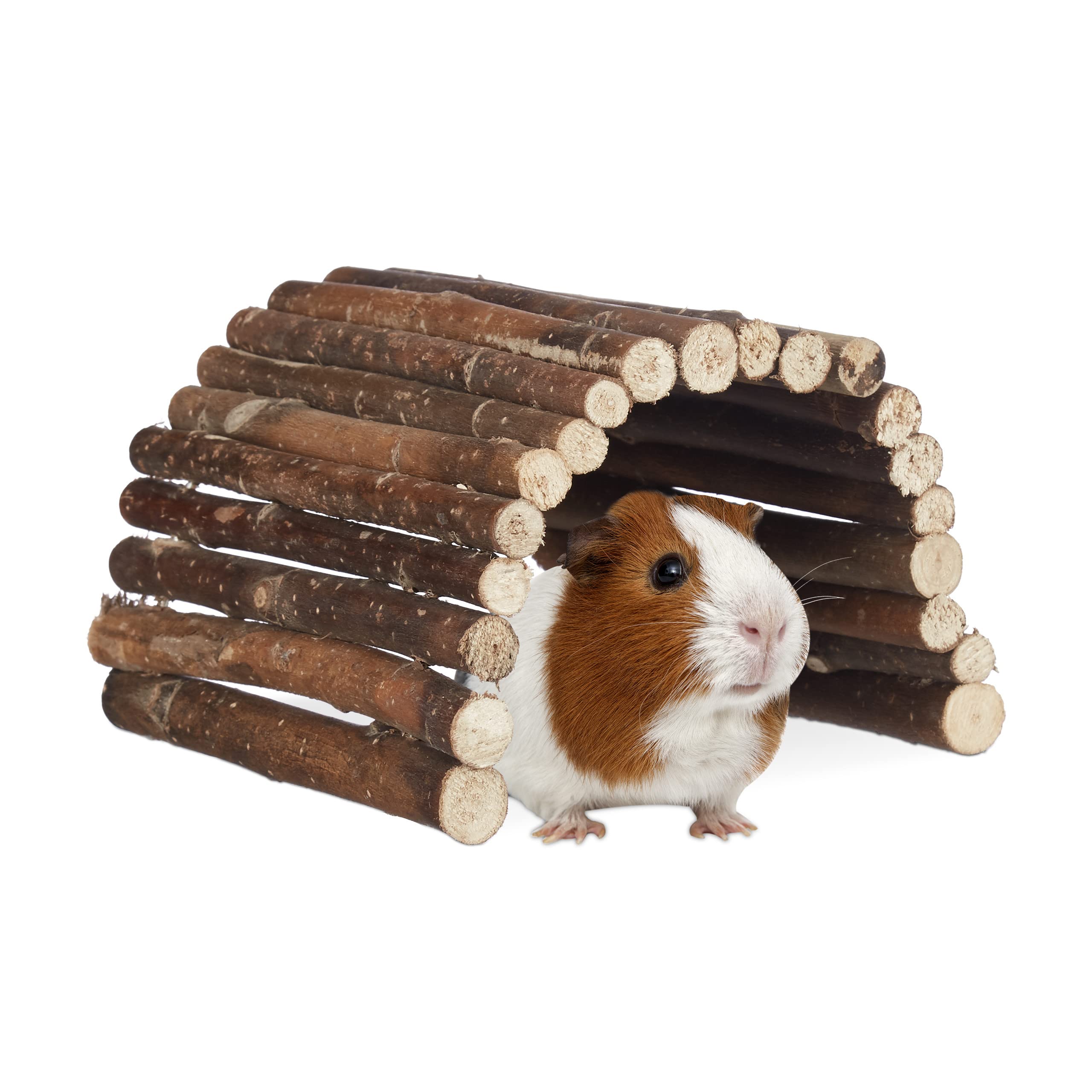 Relaxdays Natural Wooden Small Animal Rodent Tunnel Tube, Flexible, Schima, HWD 2x29x17 cm, Wood, 2 x 29 x 17 cm