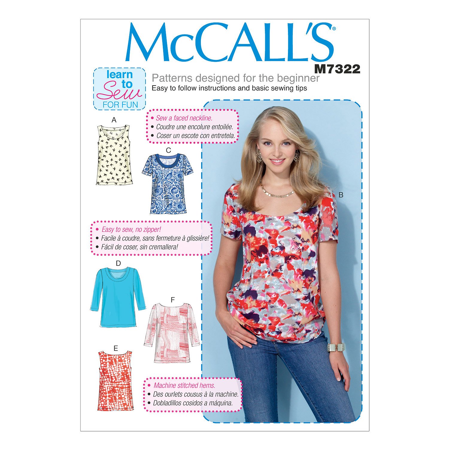 Mccall's Patterns 7322, Misses Tops,Sizes LRG-XXL, Cotton, ZZ (Large-X-Large-XX-Large)