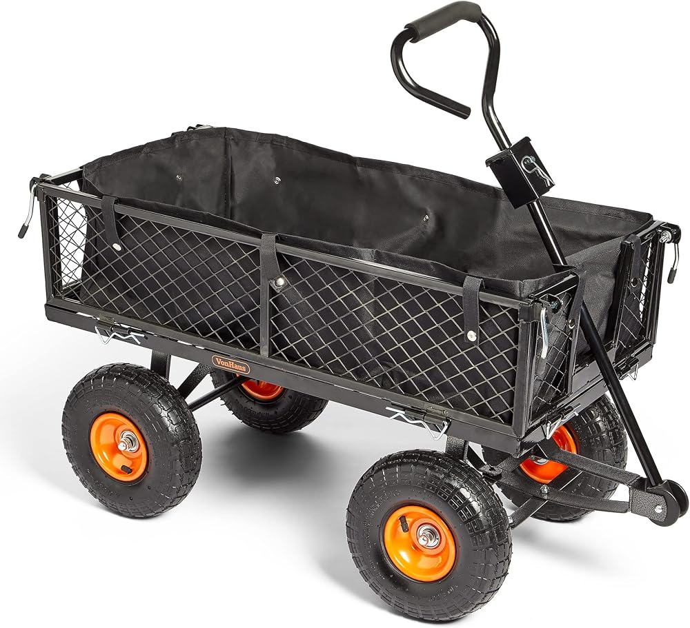 VonHaus Garden Cart Utility Wagon 350kg Capacity Heavy Duty Trolley