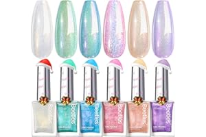 BEETLES GEL POLISH Beetles Glitter Nail Polish Set, 6 Colors Dreamy Pastel Pearl Quick Dry Nail Polish Kit, Long Lasting Shine DIY Manicure Gift for Women Girl Christmas Nail Art