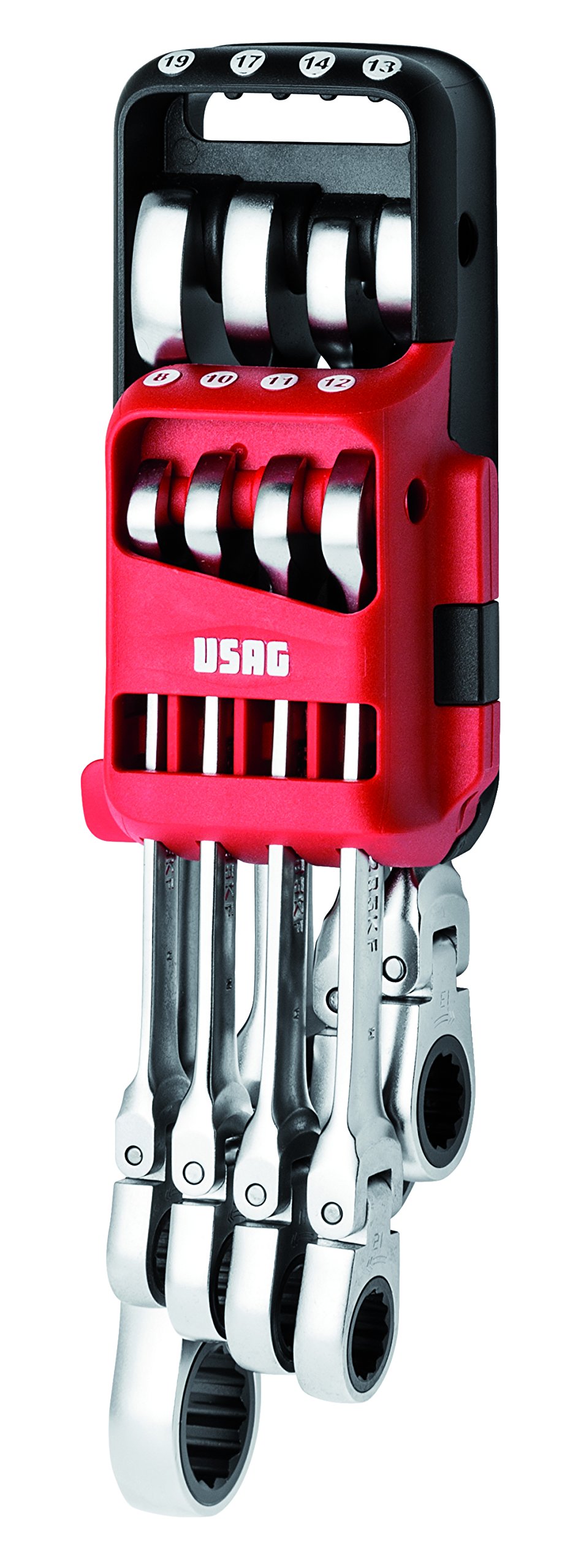 USAG U02856158 - 285 KF/DS8 - Set of 8 hinged jointed ratchet combination wrenches