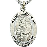 Westmon Works Saint Anthony Solid Pewter One Inch Medal with Stainless Steel Chain & Boxed