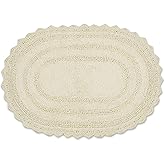 DII Crochet Collection Reversible Bath Mat, Small Oval, 17x24, Off-White